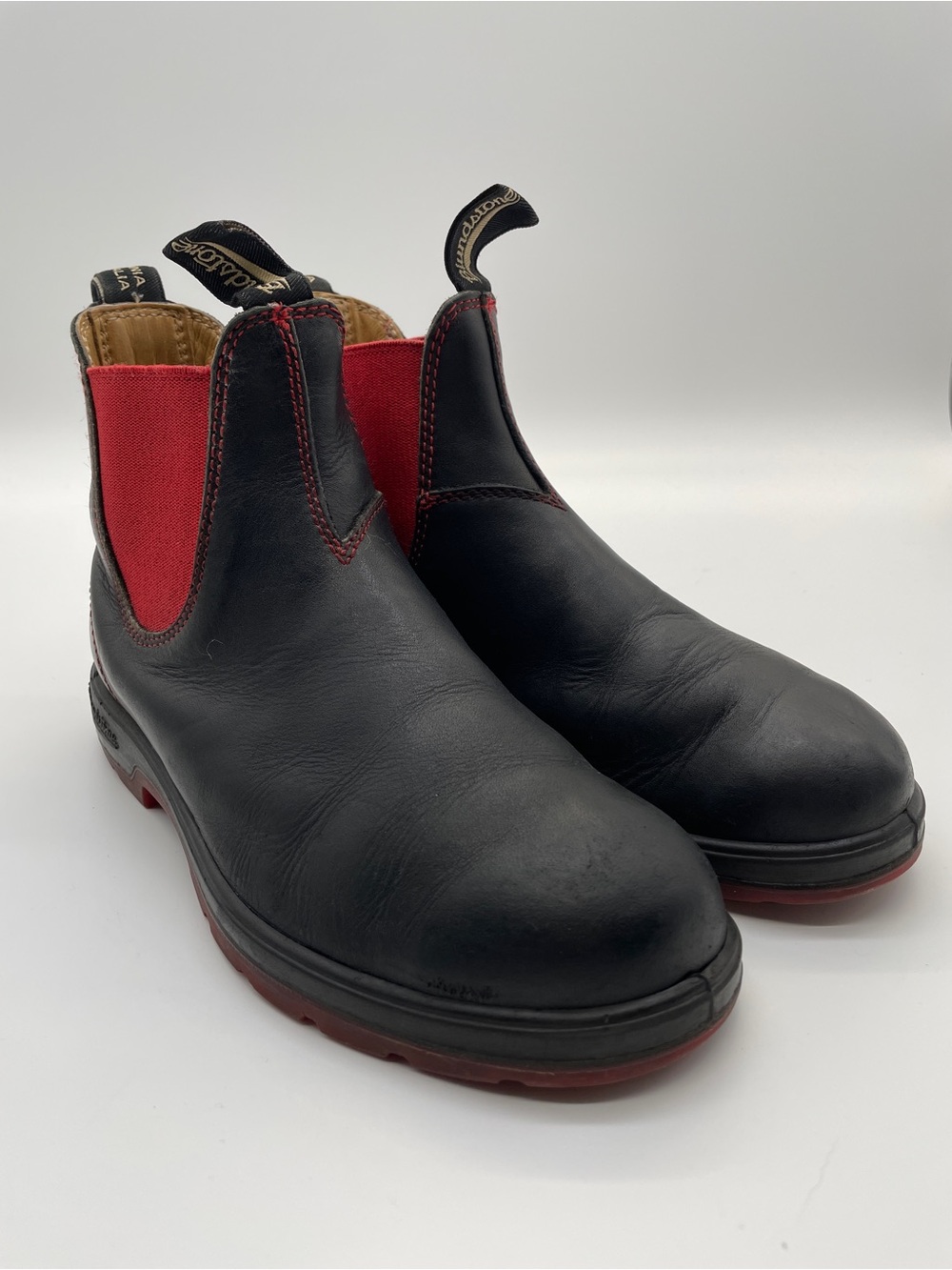 Blundstone Black Leather Chelsea Boots Red Elastic Women’s 9.5 AU 6.5